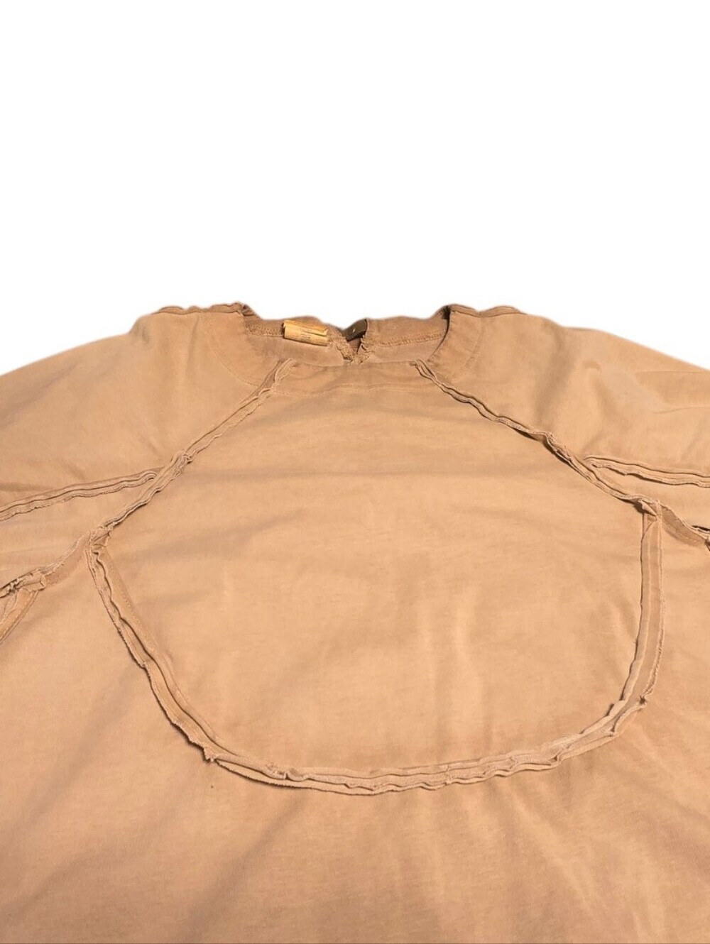 CHAUNK ORKLAD PHILOSOPHY Drkle1 G1AM0 Tan Cold Dyed Cotton Mesh Panel T Shirt - Picture 7 of 14
